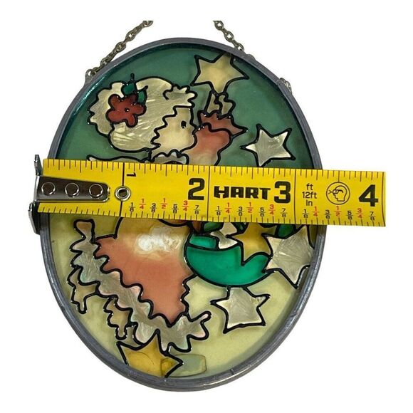 Vintage Stained Glass Suncatcher Angel Window Art Decoration Christmas 5" Decor - Picture 5 of 6